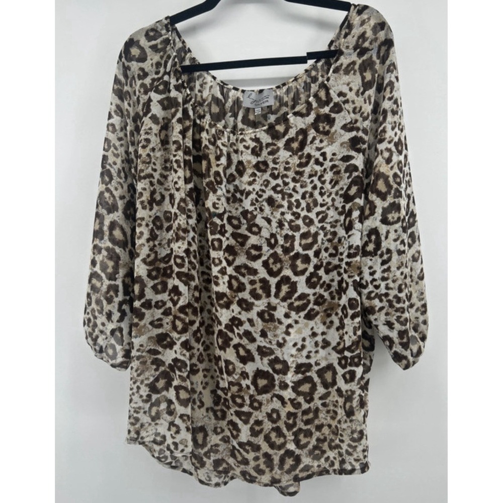 Lynn Ritchie Cheetah Print Blouse Size Medium Mob Wife Glamour Animal Print Chic